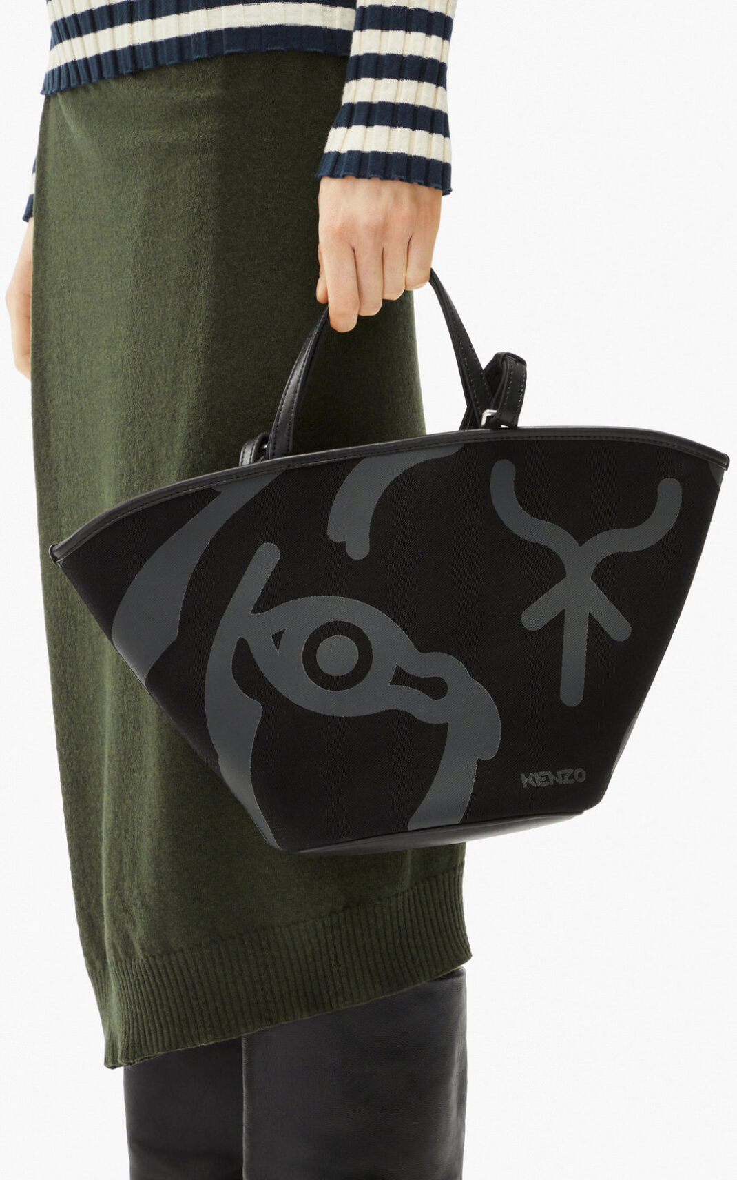 Bolso Shopping Kenzo Small Arc Lona Mujer Negras TDX819024